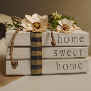 Farmhouse Style Decor / Stamped Stacked Book Set